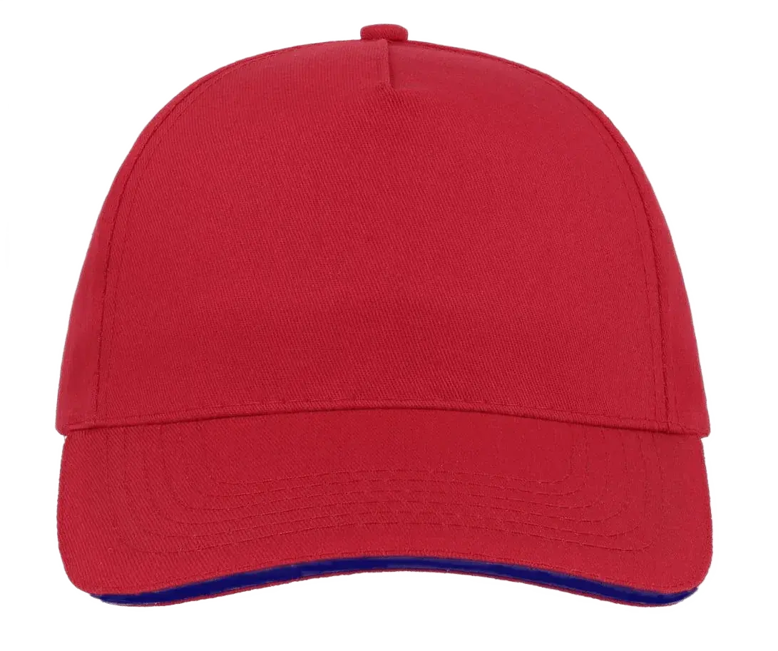 Διαφημιστικό καπέλο πεντάφυλλο Sandwich Cotton με Velcro σε κόκκινο, μπεζ και μπορντό χρώμα