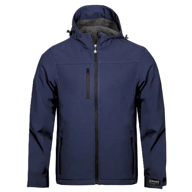 Μπουφάν Soft Shell με κουκούλα FAGEO 00523, microfleece εσωτερικό, τρεις τσέπες με φερμουάρ και δυνατότητα εφαρμογής λογότυπου.
