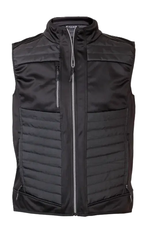 Γιλέκο αδιάβροχο δύο υλικών FAGEO 00036 από soft shell και oxford με 3 εμπρός τσέπες και δυνατότητα εφαρμογής λογότυπου.